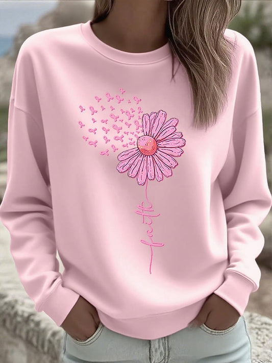 Women's Breast Cancer Faith Print Sweatshirt