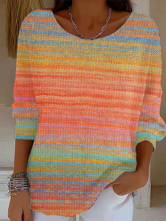 Women's Retro Autumn Print Sweater