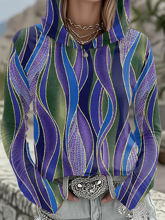 Women'S Retro Wear Teal And Purple Florals Suicide Prevention Awareness Print Hoodie