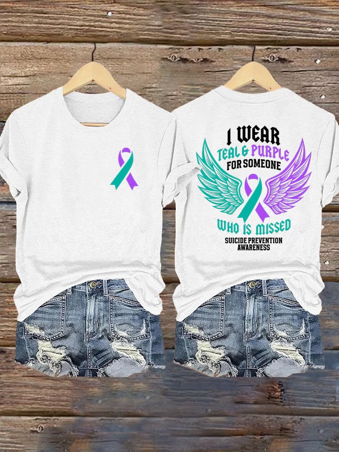 Women's I Wear Teal & Purple For Someone Who Is Missed Printed T-Shirt