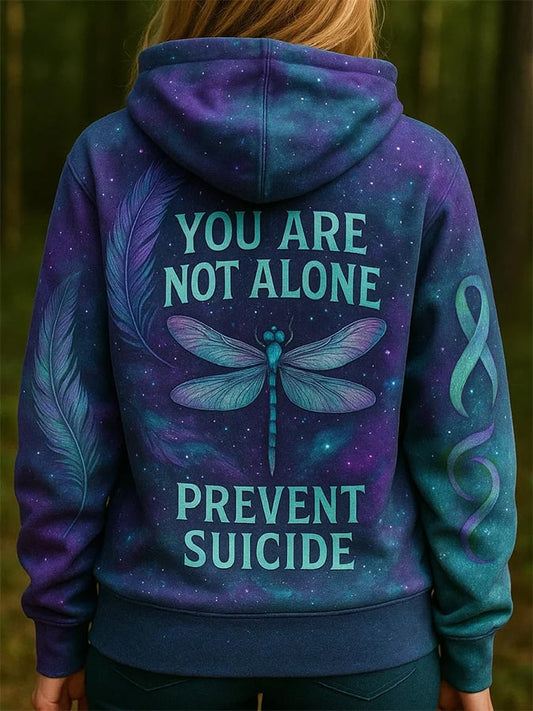 Women's You Are Not Alone Suicide Prevention Mental Health Awareness Graphic Print Hoodie