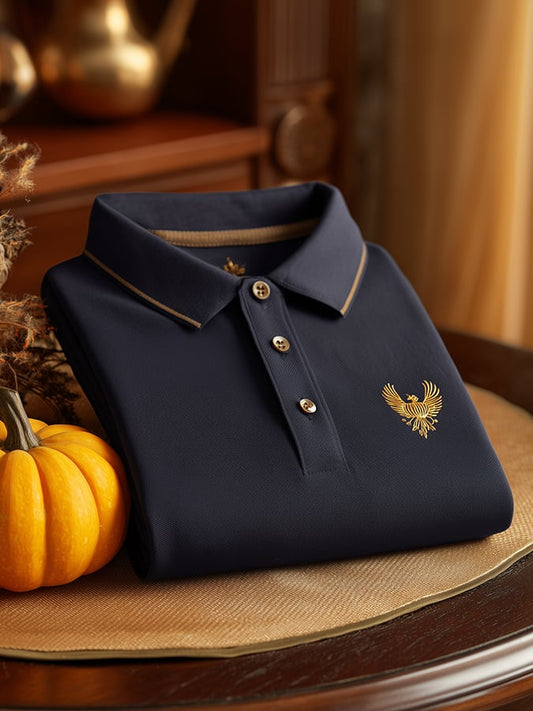 Men's Offline Business Autumn Pumpkin Contrast Polo