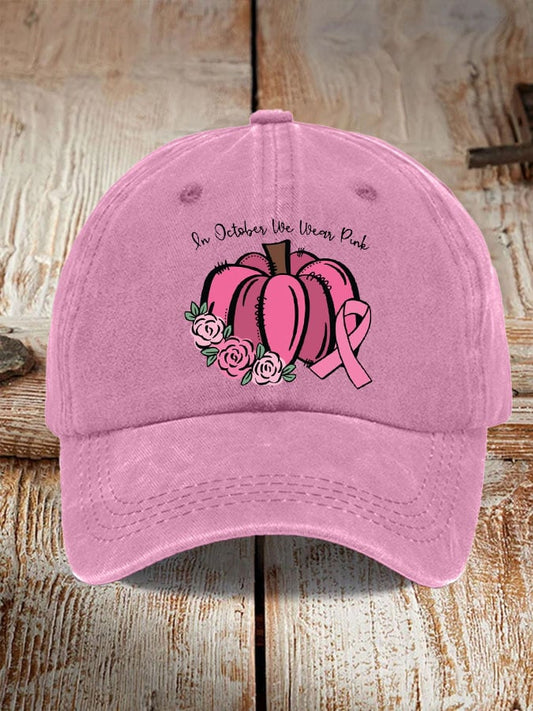 Unisex  In October We Wear Pink Print Baseball Cap