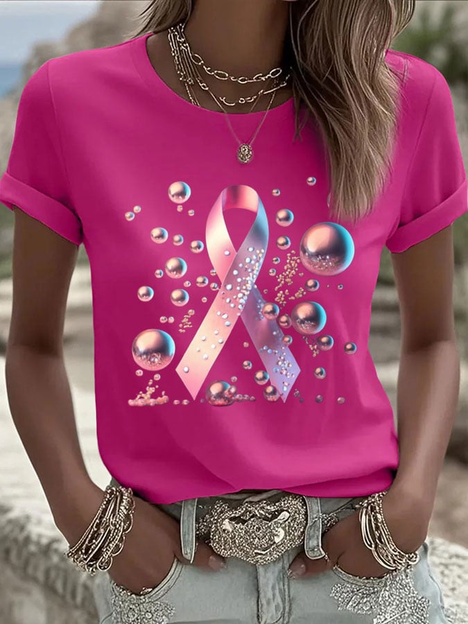 Women's  Breast Cancer Print T-Shirt