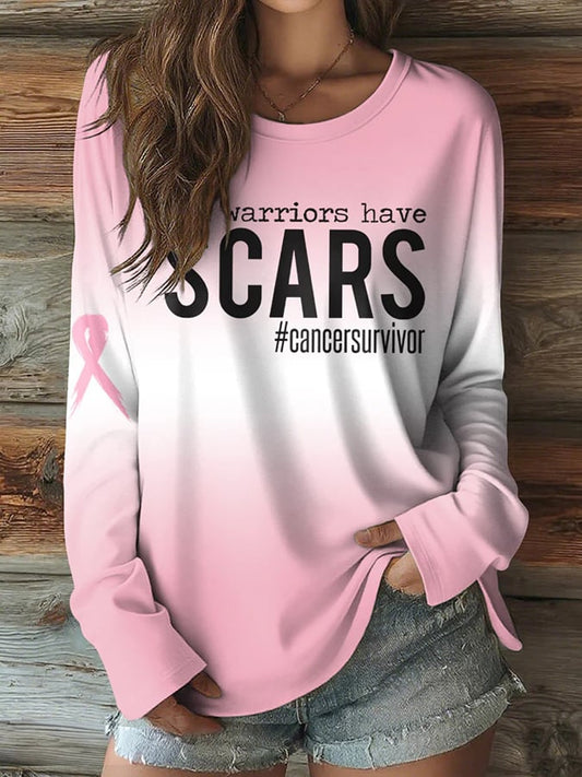 Women's Breast Cancer Awareness Print Casual Long Sleeve T-Shirt