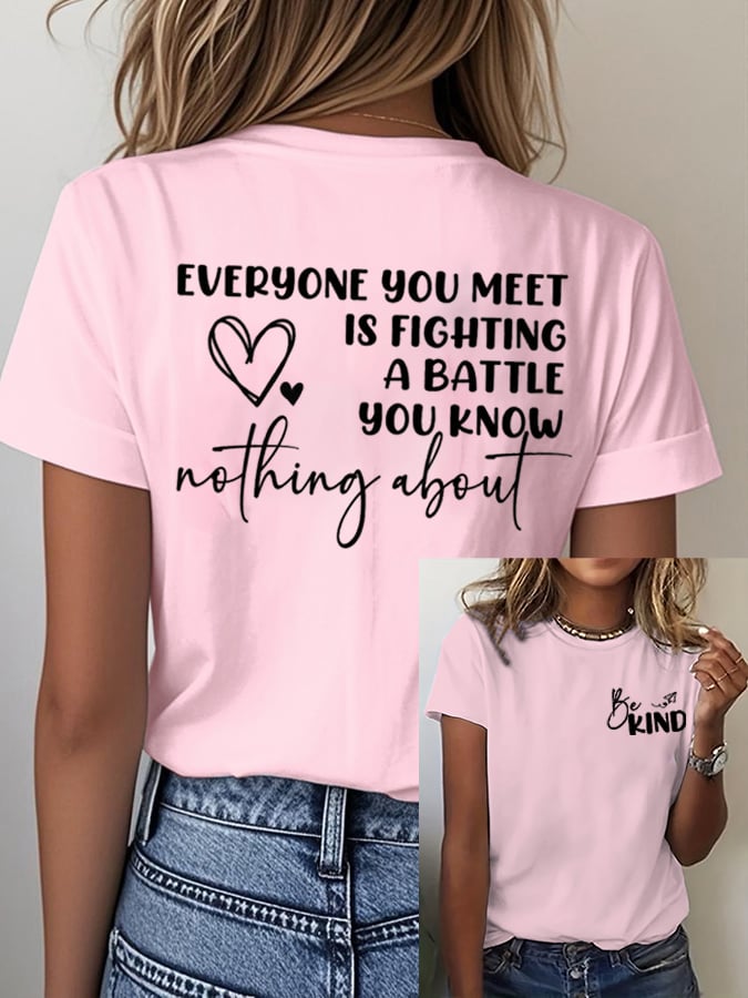 Women's Mental Health Awareness Print Casual  T-Shirt
