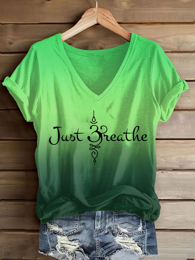 Women's Just Breathe Printed Casual T-Shirt