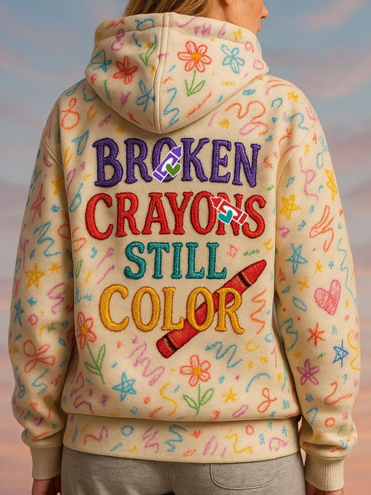 Women's Vintage Broken Crayons Still Color Print Sweatshirt