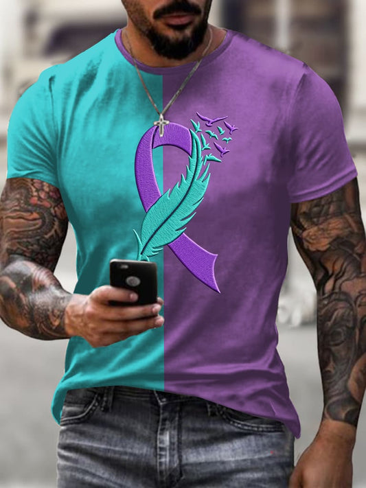 Men's Suicide Prevention Awareness Print Casual T-Shirt