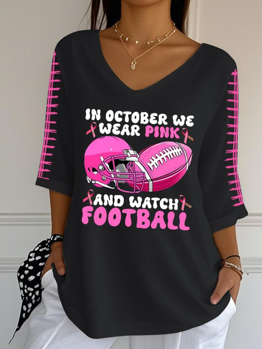 Women's Breast Cancer Print Casual Top