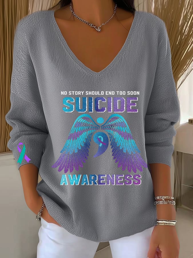 Women's I Wear Teal And Purple For Someone Print Long Sleeve Top