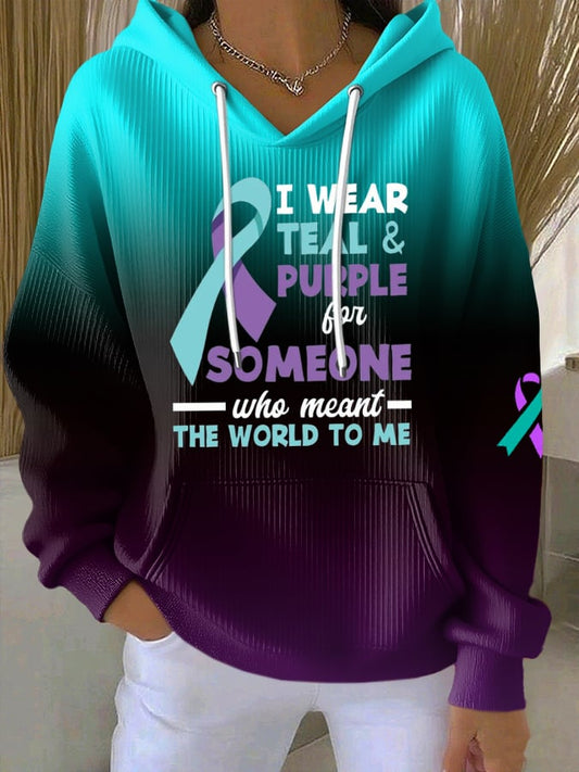 Women's Suicide Prevention Awareness Printed Casual Hoodie