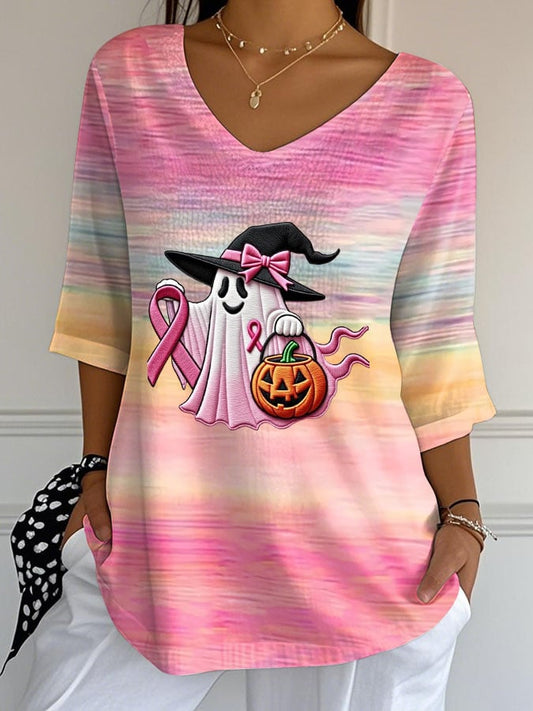 Women's Breast Cancer Awareness Print Casual T-shirt