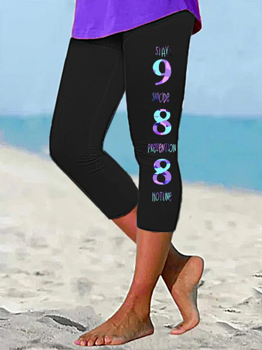 Women's Stay Suicide Prevention Awareness 988 HotLine Print Casual Leggings