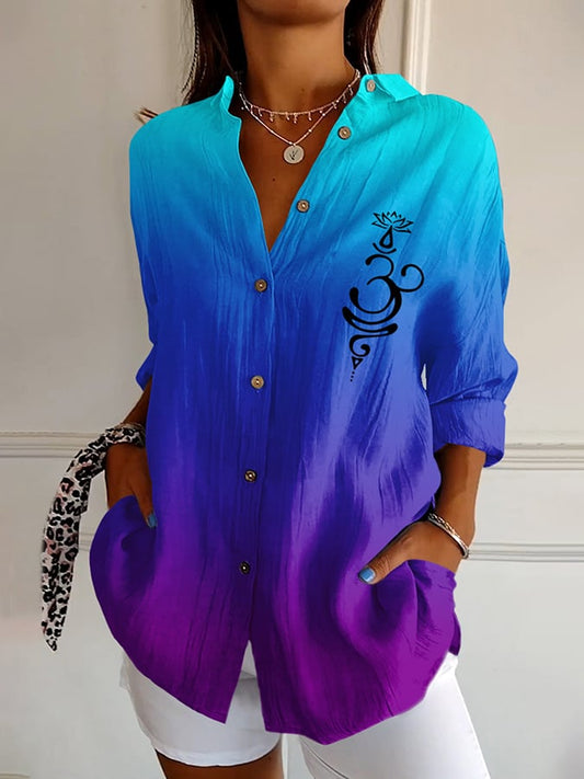Women's Retro Just Breathe Print Casual Shirt