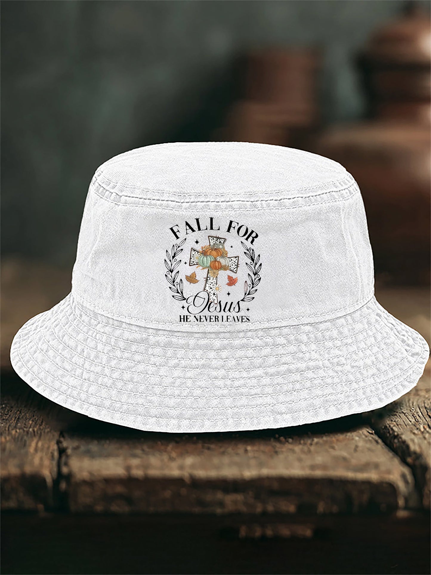Unisex Fall Faith Print Bucket Hat