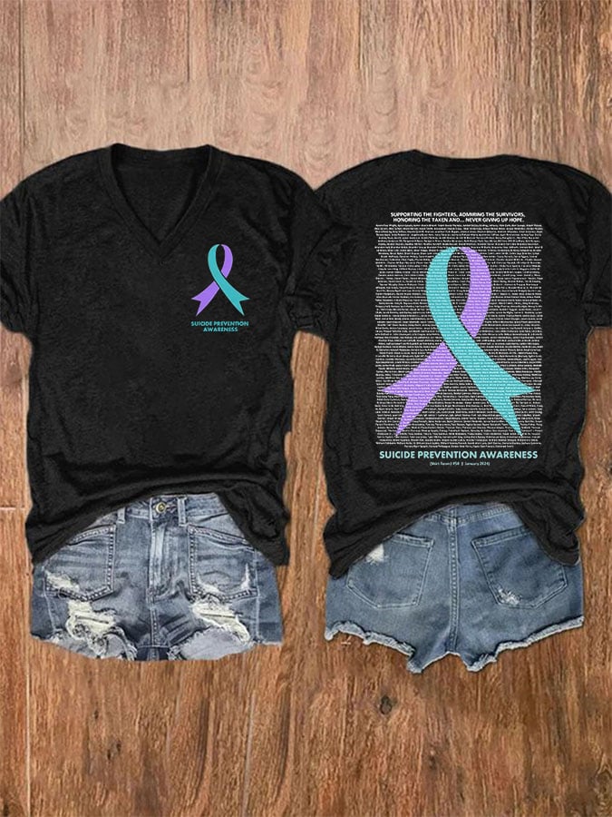 Womens Suicide Prevention Awareness Print T-Shirt