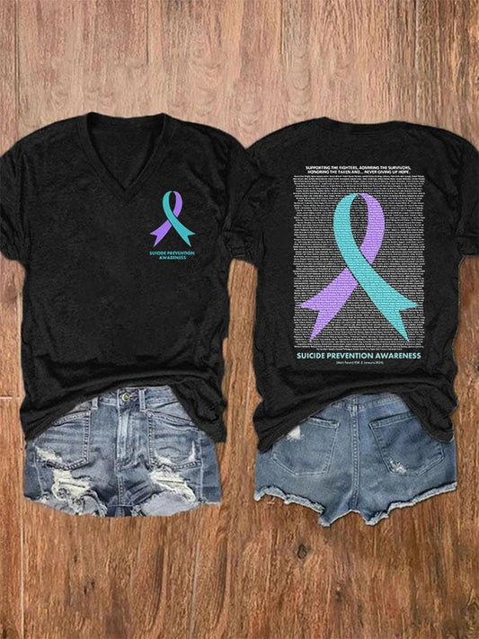 Womens Suicide Prevention Awareness Print T-Shirt