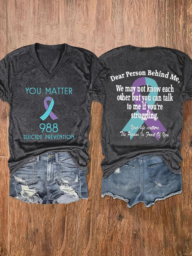 Women'S Suicide Prevention Printed Casual T-Shirt