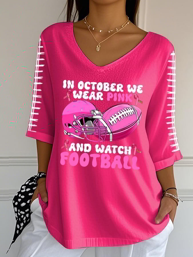 Women's Breast Cancer Print Casual Top
