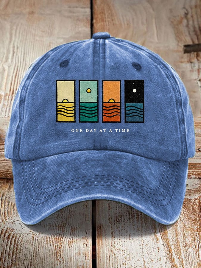 Unisex Retro One Day At A Time Print Baseball Cap