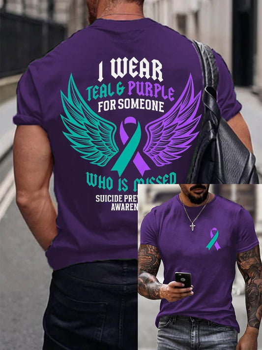 Men's I Wear Teal & Purple For Someone Who Is Missed Printed T-Shirt