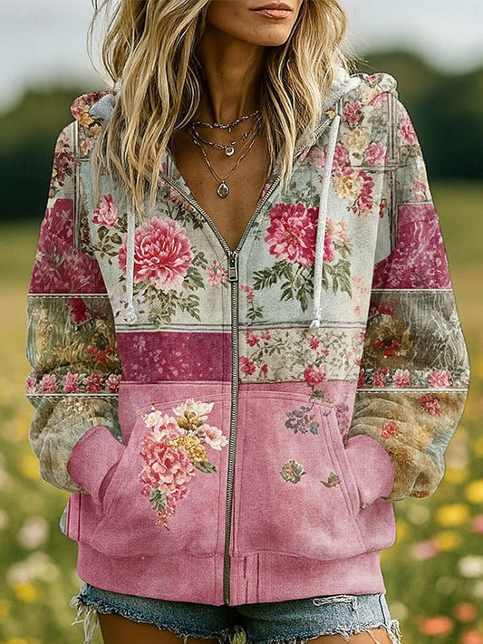 Women's Casual Floral Print Hoodie