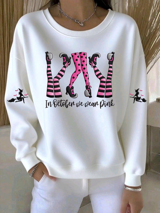 Women's Casual Pink Witch Sweatshirt