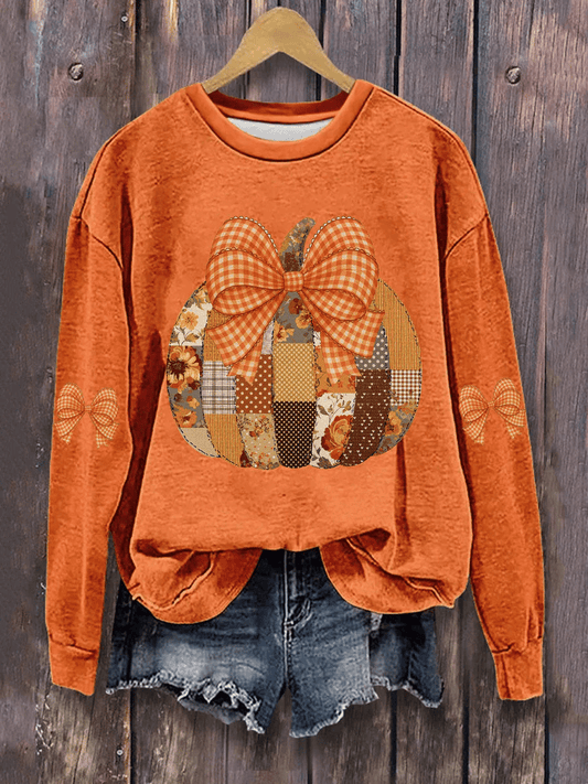 Women's Pumpkin Art Print Sweatshirt