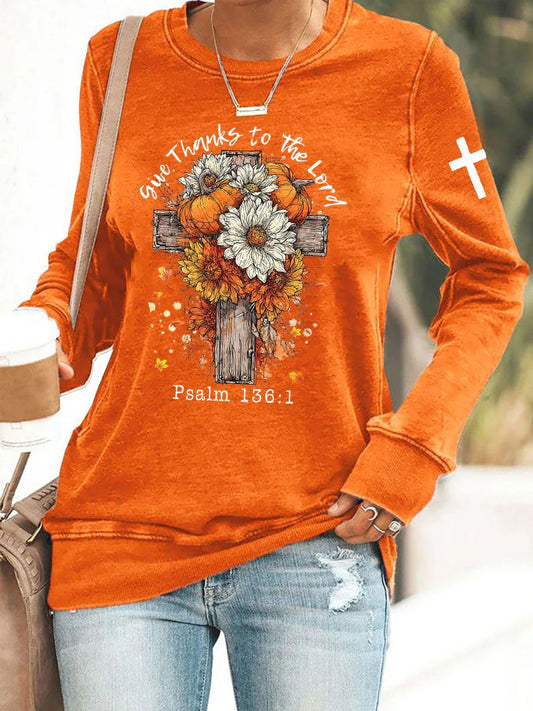 Women's Give Thanks to the Lord Print Sweatshirt