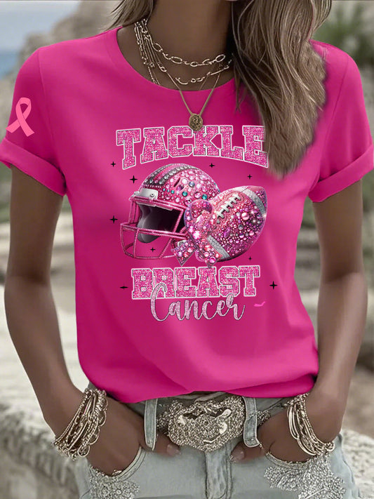 Women's Casual Pink Rugby T-Shirt
