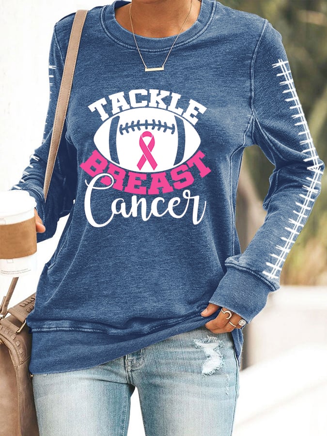 Women's Pink Breast Cancer Awareness Print Sweatshirt