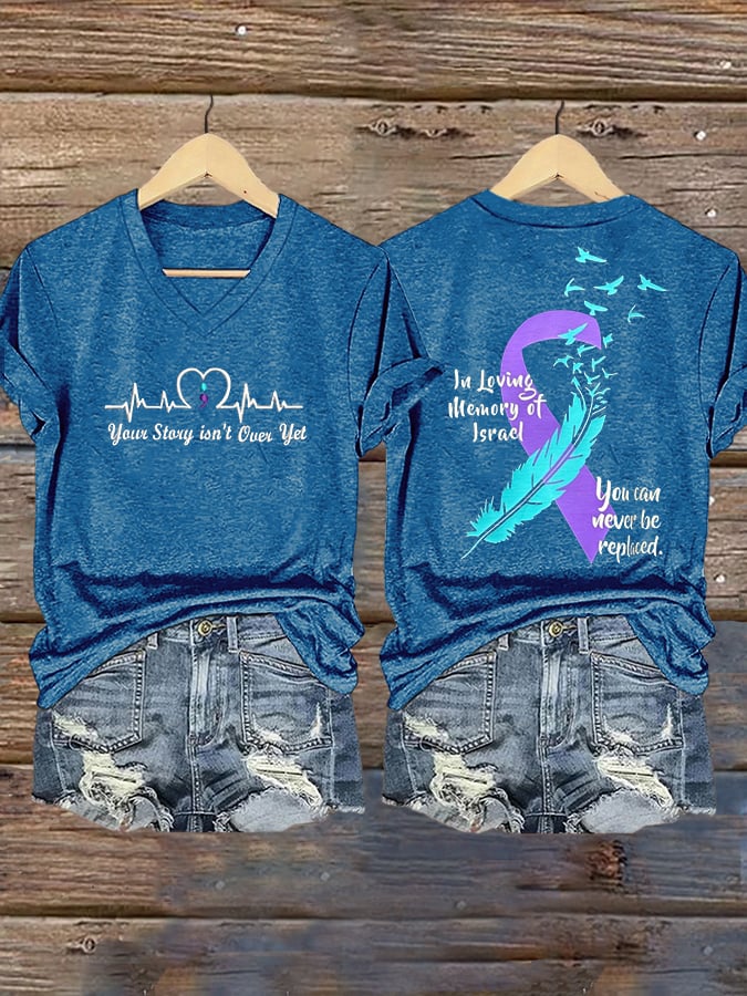 Women's Suicide Prevention Your Story lsn' t Over Yet Printed Casual T-Shirt