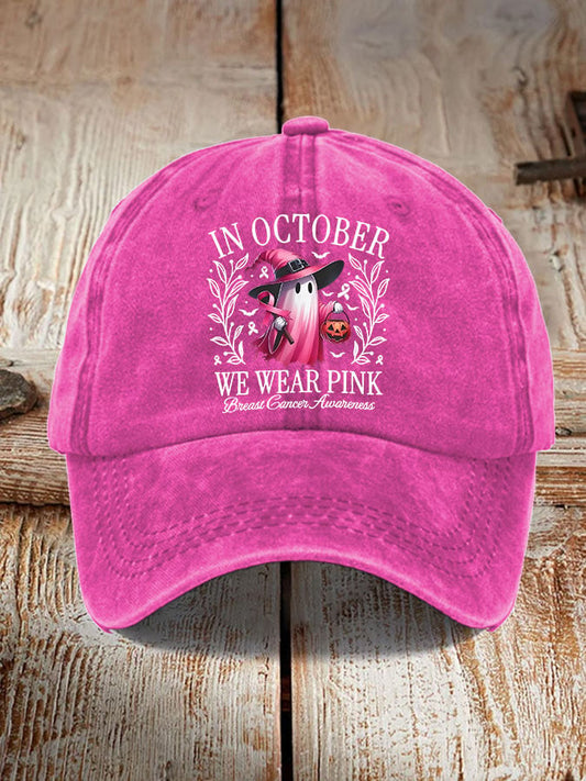 Unisex Breast Cancer In October We Wear Pink Print Hat