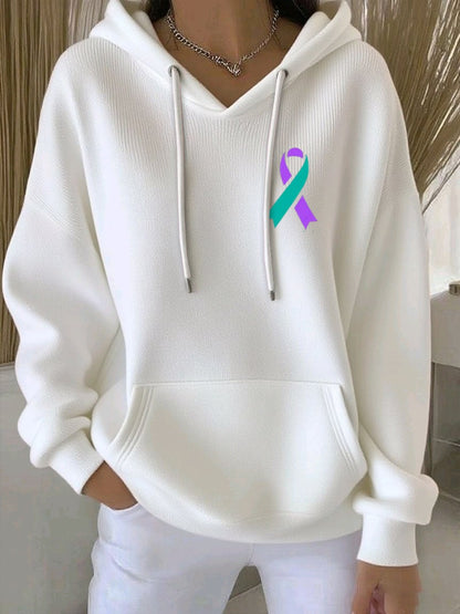 Women's I Wear Teal & Purple For Someone Who Is Missed Printed Hooded Sweatshirt