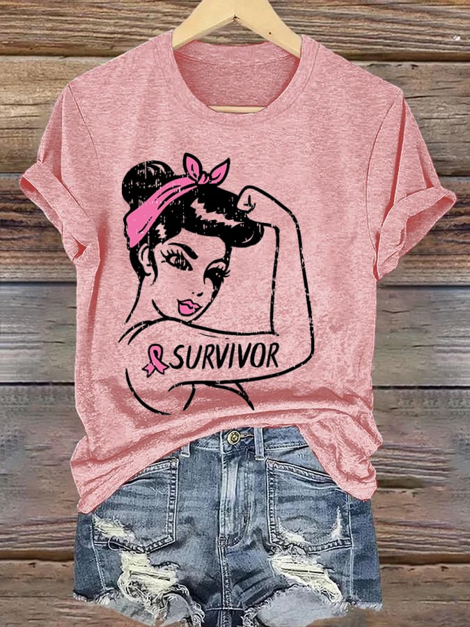 Women's Casual Breast Cancer Survivor Short Sleeve T-Shirt