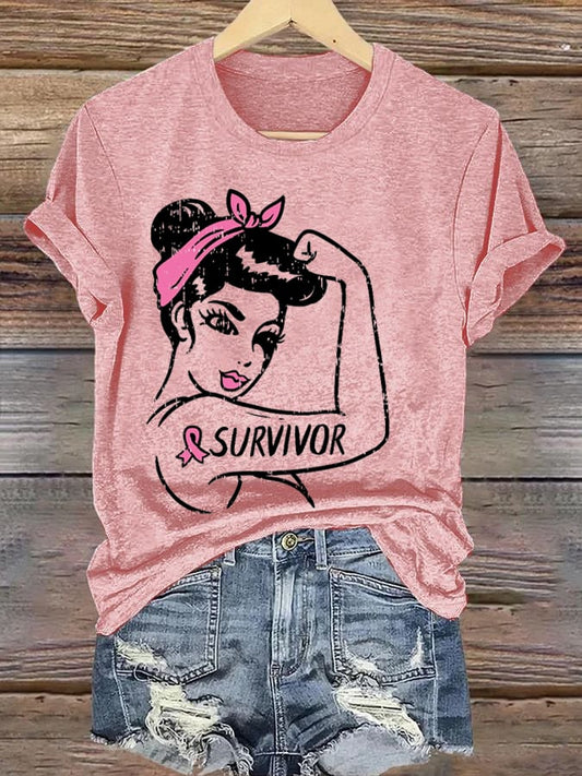 Women's Casual Breast Cancer Survivor Short Sleeve T-Shirt