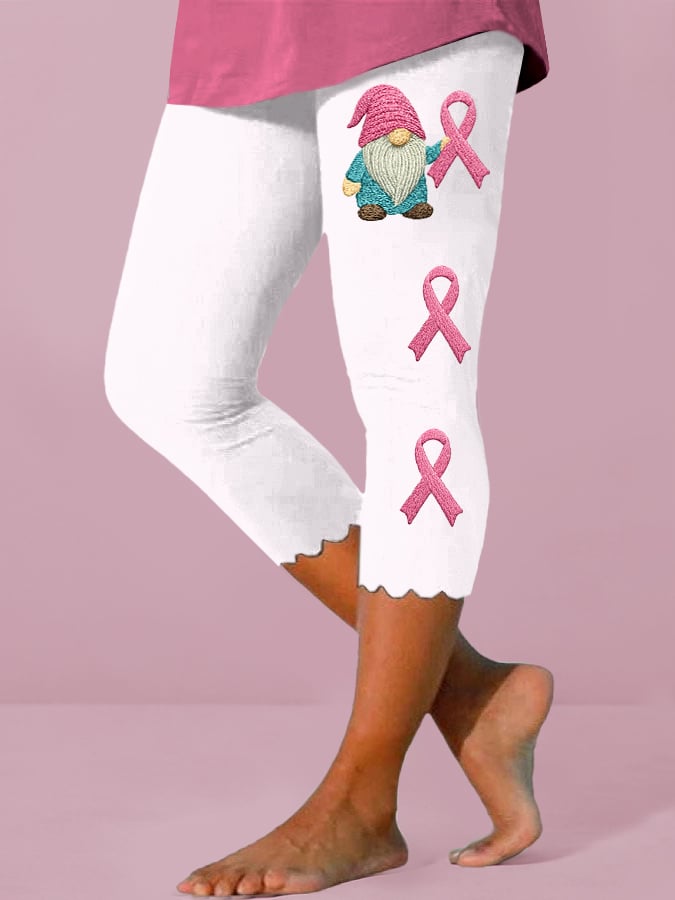 Women's Breast Cancer Awareness Print Cropped Leggings