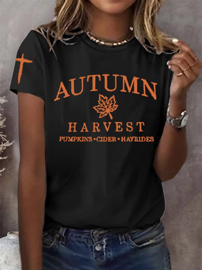 Women's Autumn Harvest Faith  Print Shirt