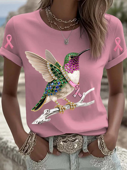 Breast Cancer Awareness Support Print T-Shirt