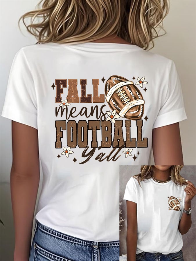 Women's Retro Fall Means Football  Print T-Shirt