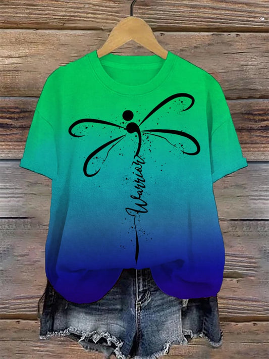 Women's Suicide Prevention Awareness Printed Casual T-Shirt