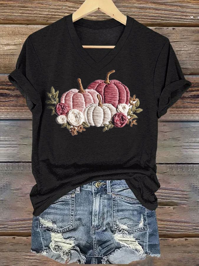 Women's Casual Pink Pumpkin T-Shirt
