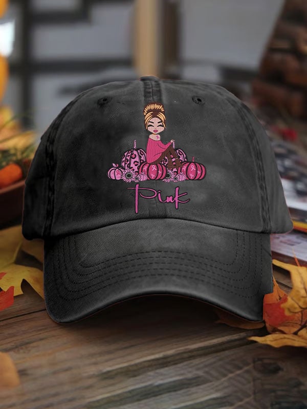 Unisex Pink Pumpkin Breast Cancer Awareness Print Baseball Cap