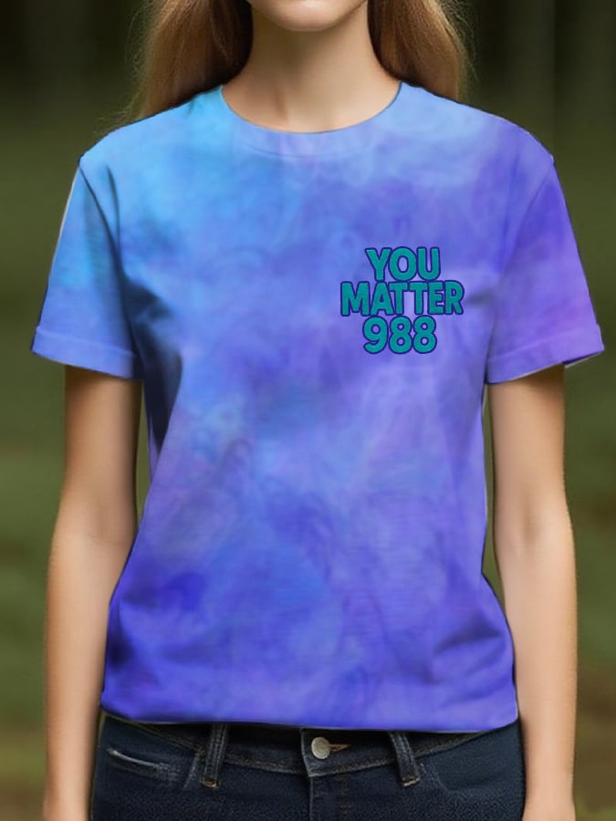 Women's Suicide Prevention Awareness Print Crew Neck T-Shirt