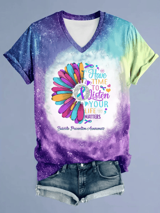 Women's Retro Suicide Awareness and Prevention  Your Life Matters Printed T-Shirt
