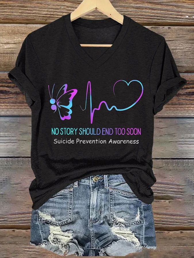 Women'S Casual Suicide Prevention Awareness Short Sleeve T-Shirt