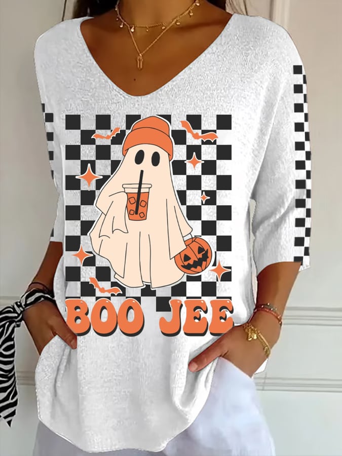 Women's Cute Ghost Printed T-Shirt