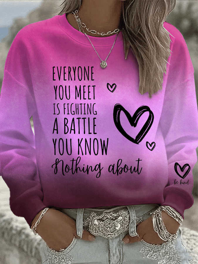 Women's Be Kind Mental Health Print Crew Neck Sweatshirt