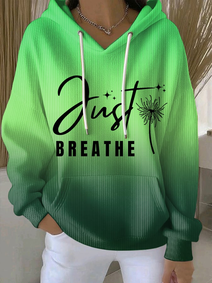 Women's Just Breathe Print Casual Sweatshirt